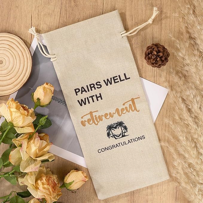 Retirement Gifts Retirement Wine Bag - Retirement Gifts for Women Men, Pairs Well with Retirement, Retirement Wine Bottle Gift, Funny Retirement Gifts for Retired Teachers Employees Friends Colleague