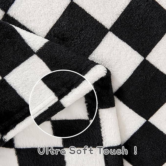 Checkered Baby Blanket Fleece Baby Blankets for Boys Girls, Ultra Soft Cozy Fluffy Infant Toddler Newborn Receiving Blankets for Crib Stroller, 30''x40'', Black