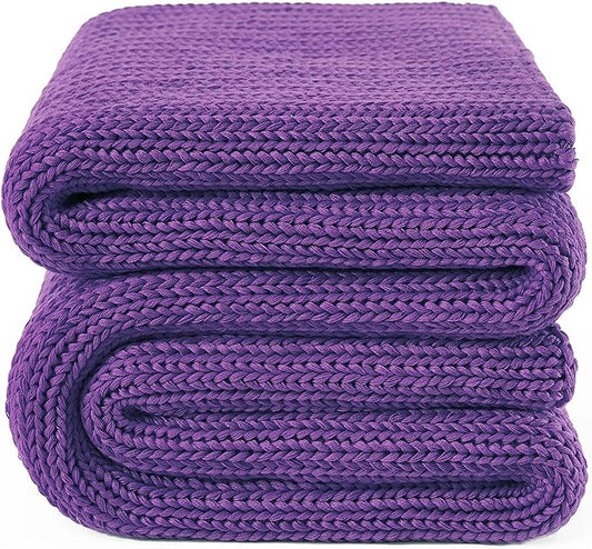 Knitted Weighted Blanket(Purple 50"x60" 10lbs),Home Décor Cooling Throw Blanket for Hot Sleepers,Hand Made Chunky Knit Heavy Blanket or Adults Use on Twin Size Bed