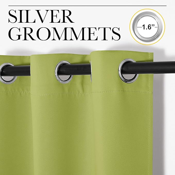NICETOWN Thermal Insulated Solid Grommet Top Blackout Holiday Decorative Curtains/Drapes for Kid's Room (1 Pair, 42 x 63 inches in Fresh Green)