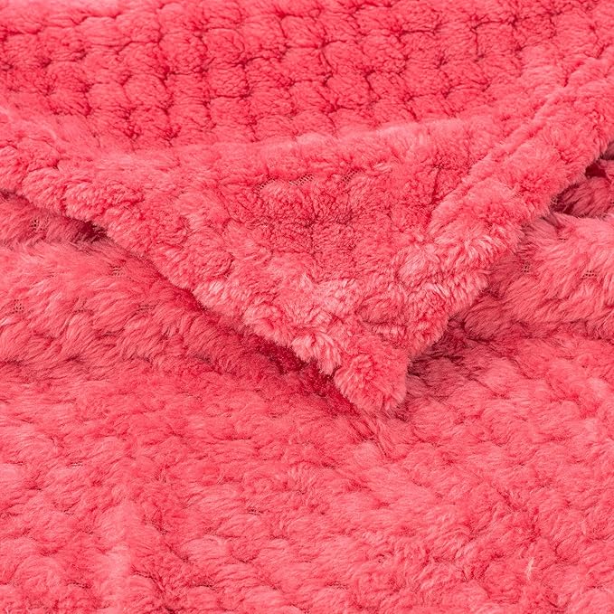 Fuzzy Blanket or Fluffy Blanket for Baby Girl or boy, Soft Warm Cozy Coral Fleece Toddler, Infant or Newborn Receiving Blanket for Crib, Stroller, Travel, Decorative (40Wx60L, M-Raspberry)