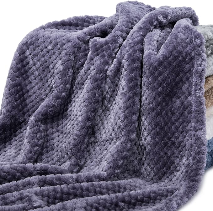 Fuzzy Blanket or Fluffy Blanket for Baby, Soft Warm Cozy Coral Fleece Toddler, Infant or Newborn Receiving Blanket for Crib, Stroller, Travel, Decorative(28Wx40L, Grape Purple)