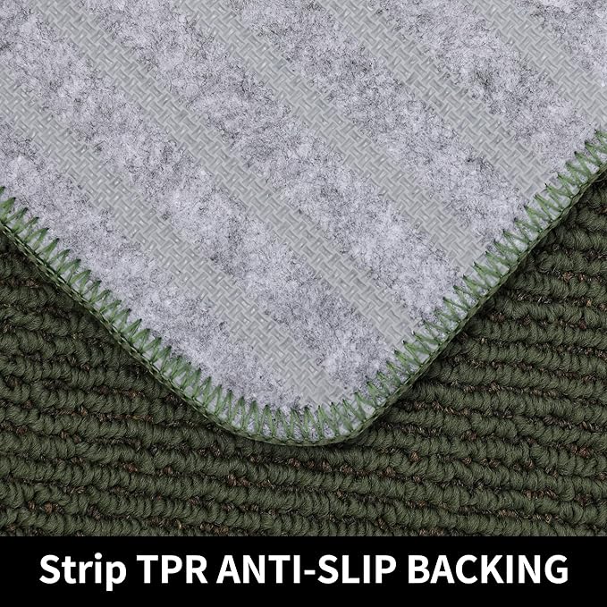 COSY HOMEER 24x35 Inch/24X60 Inch Kitchen Rug Mats Made of 100% Polypropylene Strip TPR Backing 2 Pieces Soft Kitchen Mat Specialized in Anti Slippery and Machine Washable,Green