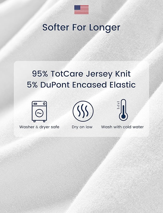 TotAha Premium Stretchy Crib Sheets (2-Pack)-Hypoallergenic, Silky Comfort, Buttery Soft, Calming Effect, All-Season Jersey-Knit Sheets, 9'' Extra Deep Pocket (Belgian & Blue Painted Elephant)