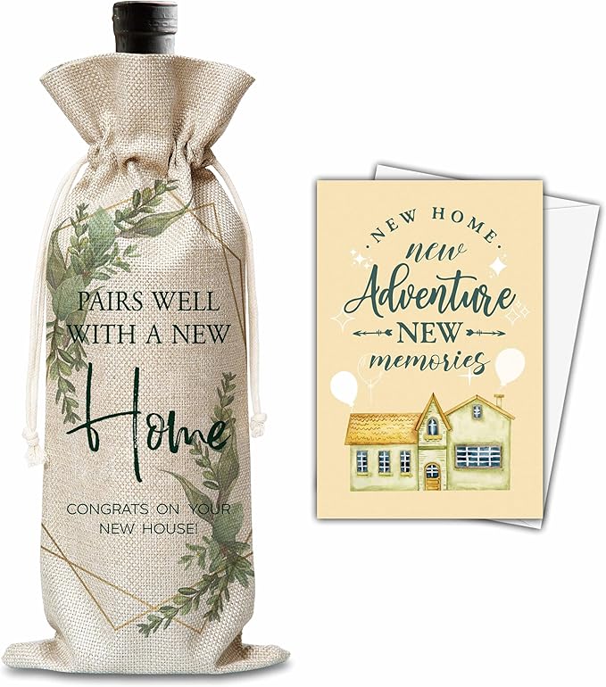 House Warming Gifts For Woman Man, New Home Wine Gift Bag, Housewarming Gifts For New Homeowners, Pairs Well With A New Home Wine Bag, New Home Party Decoration Supplies Favors, B50