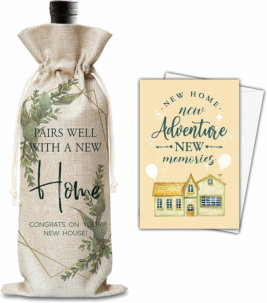 House Warming Gifts For Woman Man, New Home Wine Gift Bag, Housewarming Gifts For New Homeowners, Pairs Well With A New Home Wine Bag, New Home Party Decoration Supplies Favors, B50