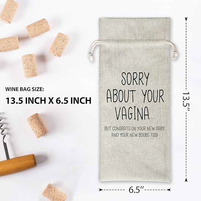 Pregnancy Announcement Wine Gift Bags - New Mom Gift Wine Bags - Cover Bag For Having New Baby - Grandparents - New Parents - Baby shower Party Supplies Favors - Mother's Day Gift - Burlap - HiMo216