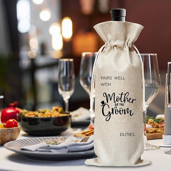 Xanev Mother Of The Groom Gifts, Wedding Wine Gift Bag, Bridal Shower Gifts For Mother Of The Groom, Groom's Mother, Mother-In-Law, Engagement Bachelorette Party Decoration Supplies Favors, B33