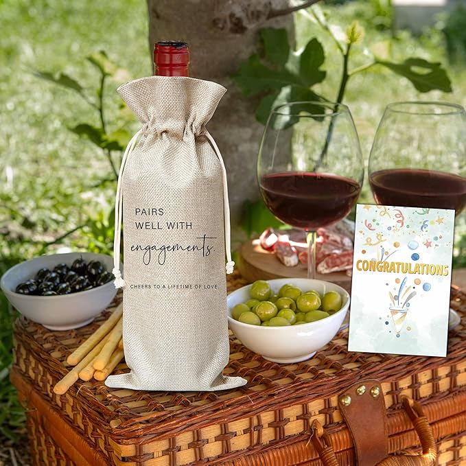 Xanev Engagement Gifts For Couples, Wedding Wine Gift Bag, Mr And Mrs Marriage Wedding Gifts, Honeymoon Gifts, Wedding Bridal Shower Engagement Bachelorette Party Decoration Supplies Favors, B37
