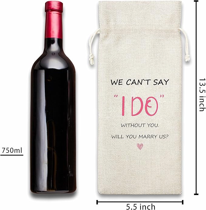 Say I Do Gift Wine Bag,Gift For Wedding,Bridal Showr,Cotton linen Drawstring Wine Bag(1 Pcs) - WB018