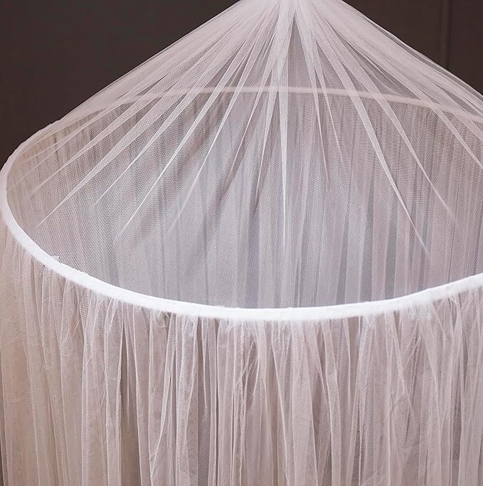 Mengersi Bed Canopy with Lights,Princess Bed Canopy Canopy Bed Curtains for Girls Room,Mosquito Netting Canopy Reading Corners Room Decor for Girls (White)