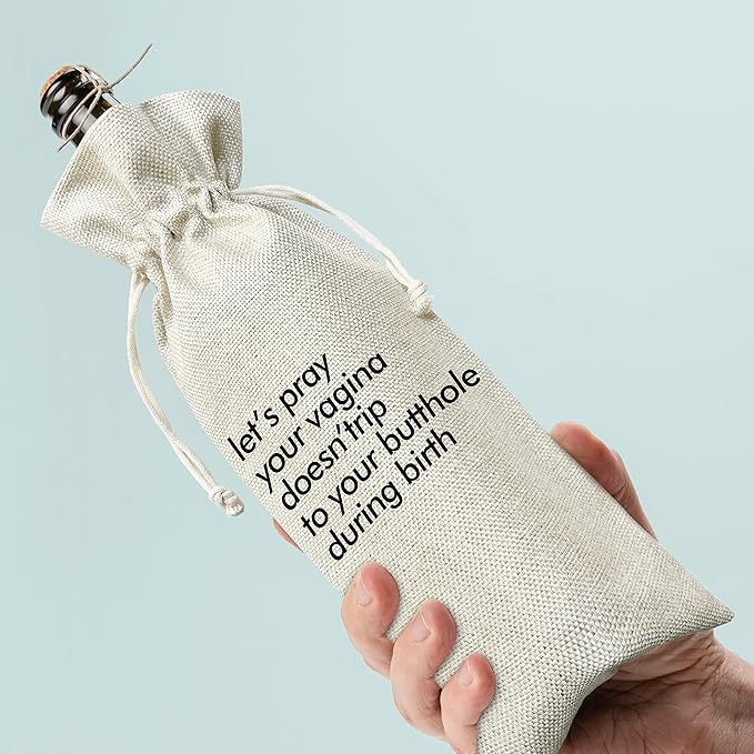 Pregnancy Announcement Wine Gift Bags - New Mom Gift Wine Bags - Cover Bag For Having New Baby - Grandparents - New Parents - Baby shower Party Supplies Favors - Mother's Day Gift - Burlap - HiMo214