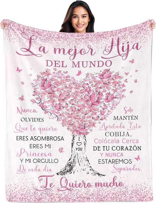 Regalo para Mi Hija, Daughter Gifts from Mom Unique, Regalo de Graduación/Cumpleaños para Hija, Gifts for Daughter in Spanish, Daughter Birthday Gifts, Grown Daughter Gifts Blanket 60"x50"