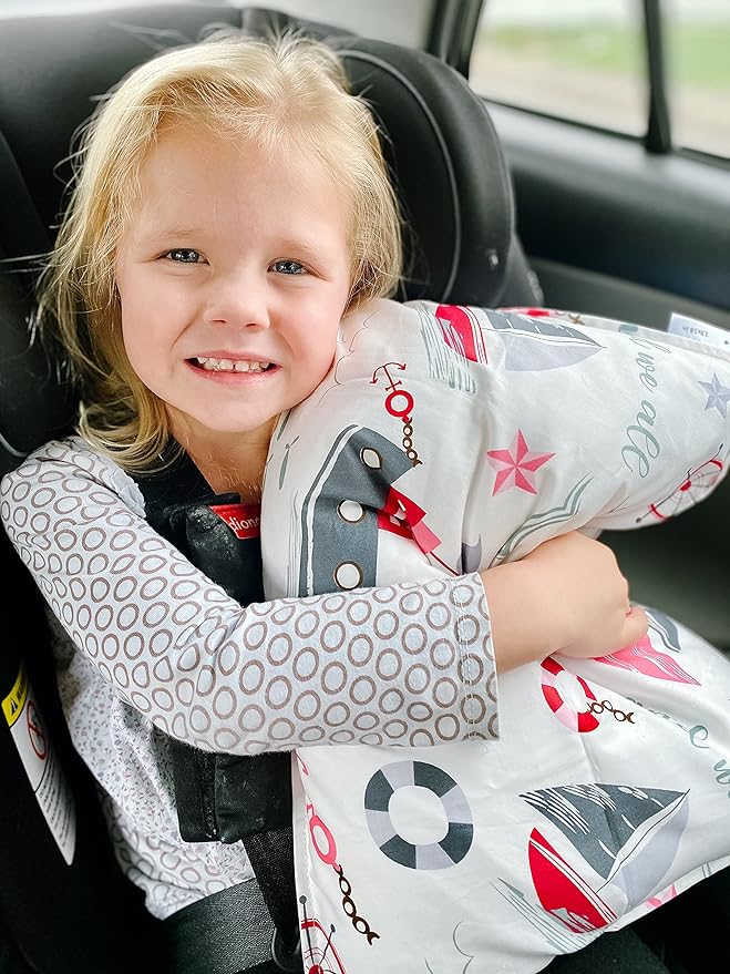 ALVABABY Travel Pillow Cover, Fits 13 x 18,12x 16 Kids Pillow, 2 Pack Organic Cotton Toddler Pillowcase, Envelope Baby Pillow Cover for Boys Girls, Sailboat+Anchor, 2TPW17