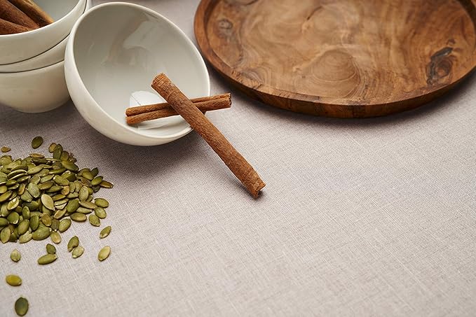 D'Moksha Homes Linen Tablecloth 60 x 140 Inch - 100% Pure Linen Natural Tablecloth - Machine Washable Dining Tablecloth for Rectangle Tables