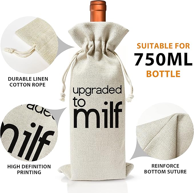 Pregnancy Announcement Wine Gift Bags - New Mom Gift Wine Bags - Cover Bag For Having New Baby - Grandparents - New Parents - Baby shower Party Supplies Favors - Mother's Day Gift - Burlap - HiMo213