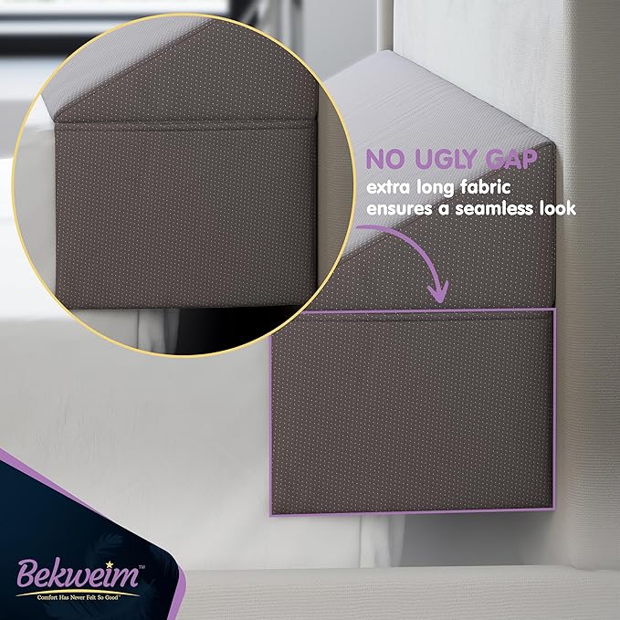 Wedge Pillow Headboard Bed Gap Filler King - Headboard Pillow Size 76 X 10 X 6 - Long Pillow for Bed Wedge Gap Filler with Large Pocket for Bed Accessories - Mattress Gap Filler King Bed (Grey)