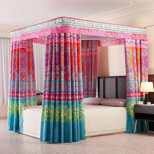 Canopy Bed Curtains 4 Corners Post Bed Canopy Curtains Bed Curtain Canopy for Girls Bedroom Decoration (King/California King)