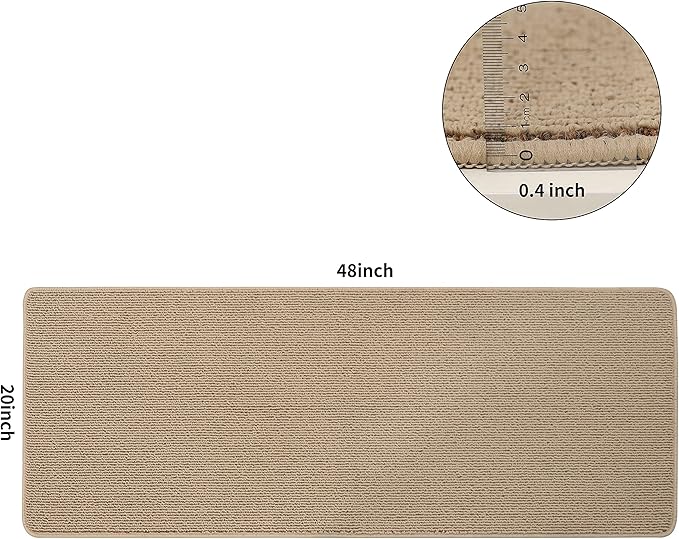 COSY HOMEER 20X48 Inch Kitchen Rug Mats Made of 100% Polypropylene Strip TPR Backing Soft Kitchen Mat Specialized in Anti Slippery and Machine Washable,for Kitchen, Floor,Beige
