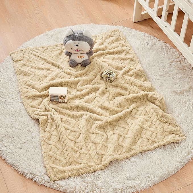 Sherpa Fleece Baby Blanket, Ultra Soft Fluffy Premium Baby Blankets for Boys Girls, Cozy Infant Toddler Newborn Receiving Blankets for Crib Stroller 30”×40” (Khaki)