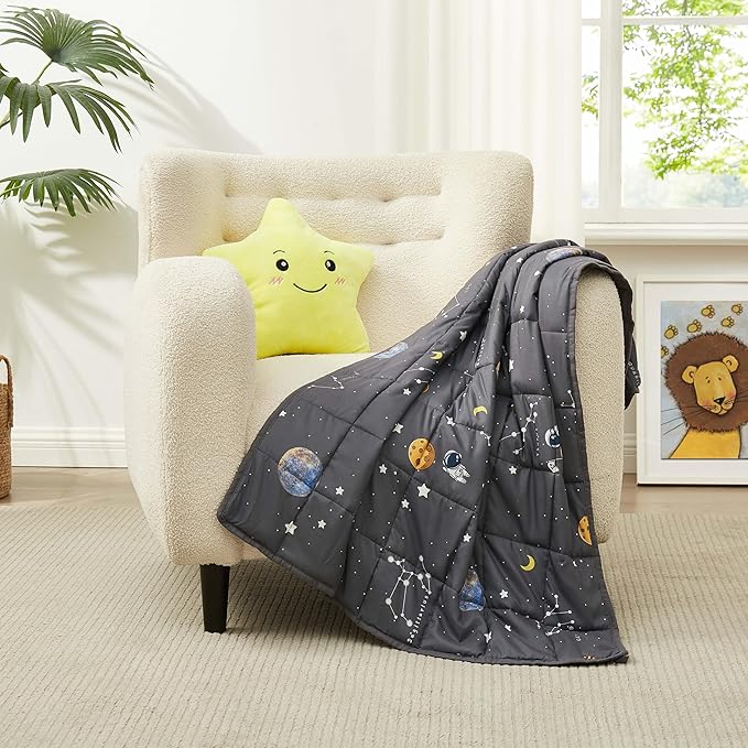 Weighted Blanket for Kids (48"x72" 10lbs),Weighted Blanket Cooling Blanket for Sleeping,Throw Size Breathable Blanket with Premium Glass Bead(Space Grey)
