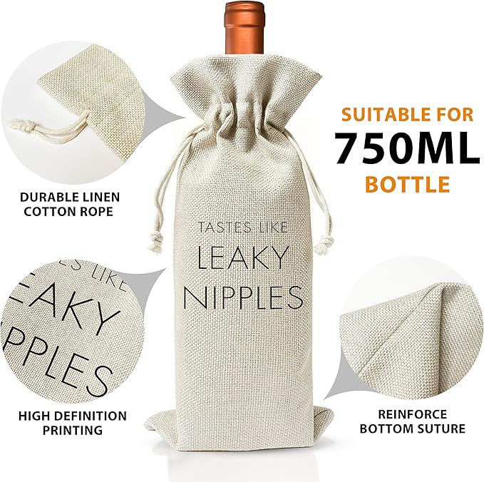 Pregnancy Announcement Wine Gift Bags - New Mom Gift Wine Bags - Cover Bag For Having New Baby - Grandparents - New Parents - Baby shower Party Supplies Favors - Mother's Day Gift - Burlap - HiMo217