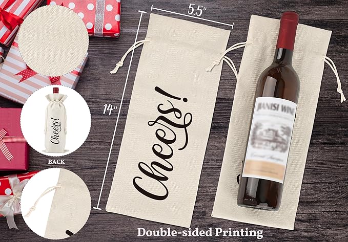 Holiday Wine Bag Gifts,For Mother, Daughter,Son,Friend Wine Bags Present,Goody Bag,Party Favor Bag,Reusable Wine Bag With Drawstring,L47
