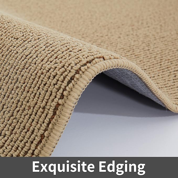 COSY HOMEER 24X60 Inch Kitchen Rug Mats Made of 100% Polypropylene Strip TPR Backing Soft Kitchen Mat Specialized in Anti Slippery and Machine Washable,for Kitchen, Floor,Beige