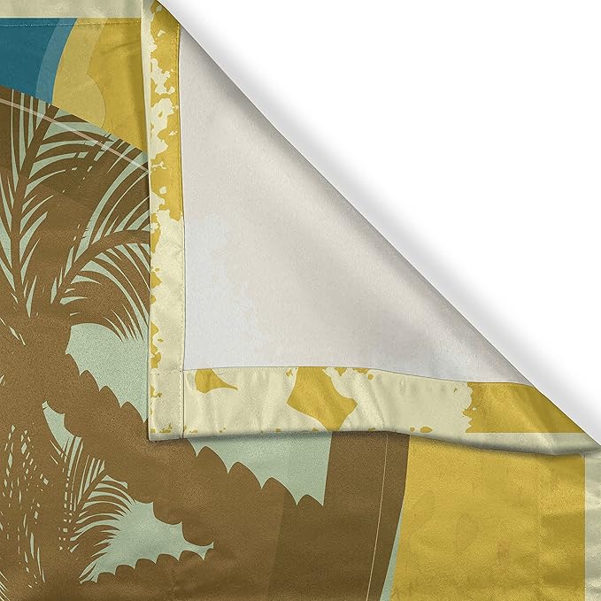 Ambesonne Tiki Bar Kitchen Curtains, Hawaiian Beach Surfboards on The Sand Exotic Summer Vacation Sport Vintage Style, Window Drapes 2 Panel Set for Kitchen Cafe Decor, 55" x 39", Blue Mustard