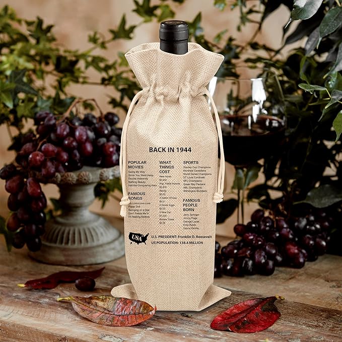 Tedea 80th Birthday Wine Gift Bag, Vintage Back In 1944 Birthday Gift Wine Bag For Women Men, Best Friend, Coworker, Birthday Party Decorations, 1 Pc Wine Bag (G02)