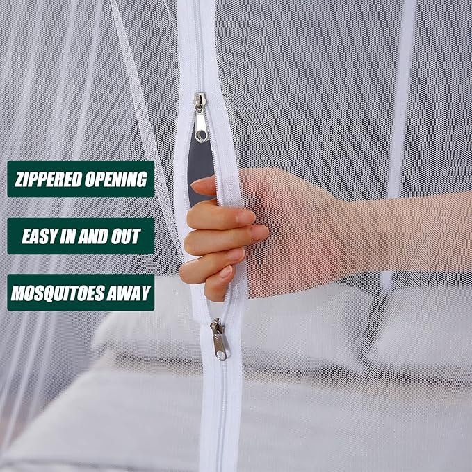 Mengersi Mosquito Net for Bed Canopy with Zipper,Canopy Bed Curtains Single Full,Queen King Size Bed,Mosquito Netting for Patio,Camping,Bug Net for Camping,White