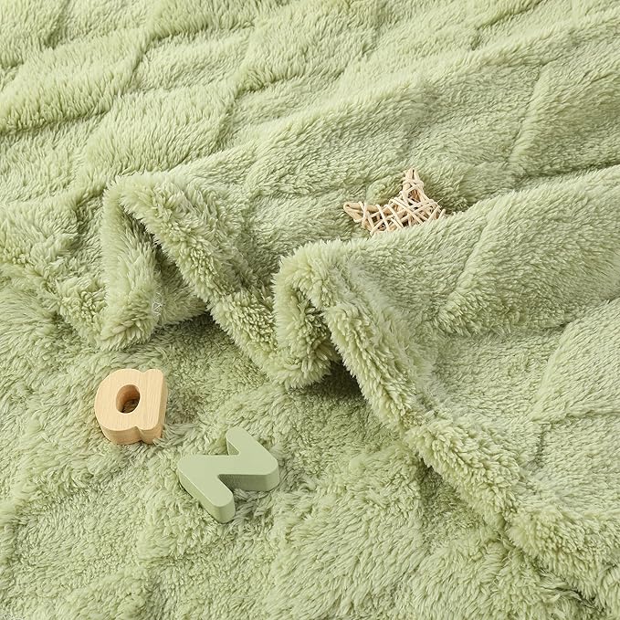 Sherpa Baby Blanket for Girls Toddlers Fleece Fluffy Fuzzy Blanket for Baby,Soft Warm Cozy Fleece Blanket,Receiving Blanket for Infant Newborn (green, 30 * 40, diamond)