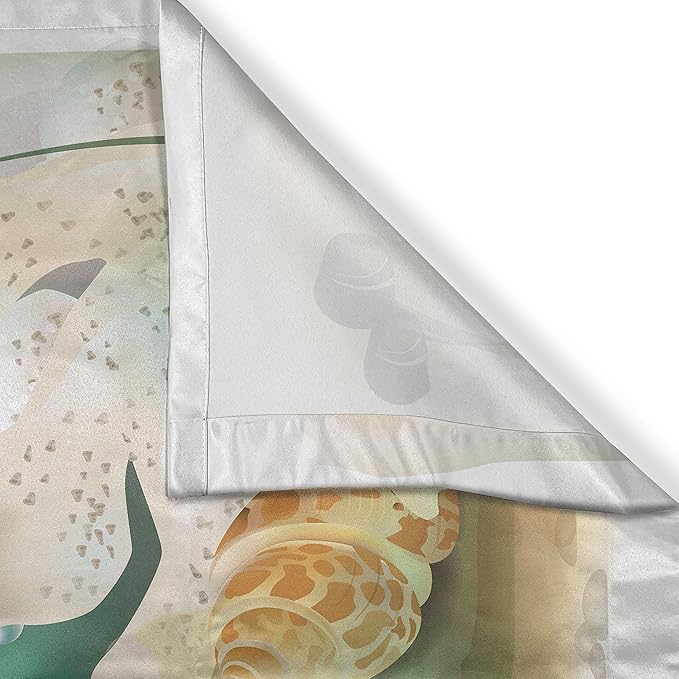 Ambesonne Turtle Kitchen Curtains, Ocean Life Illustration Aquarium Tropical Animals Goldfishes and Seashells, Window Drapes 2 Panel Set for Kitchen Cafe Decor, 55" x 39", Teal Orange