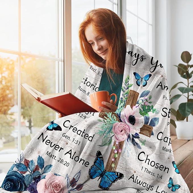 Religious Gifts for Women Bible, Christian Birthday Gifts for Women, Christian Religious Gifts for Women, Birthday Gift for Christian Women Religious Blanket 60x80in
