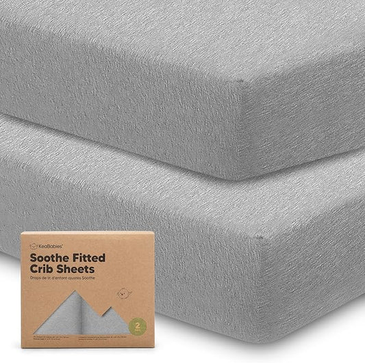2-Pack Organic Crib Sheets for Boys, Girls - Jersey Fitted Crib Sheet, Baby Crib Sheets Neutral, Crib Mattress Sheet, Cotton Crib Sheets, Breathable Crib Sheet, Baby Mattress Sheets (Storm)
