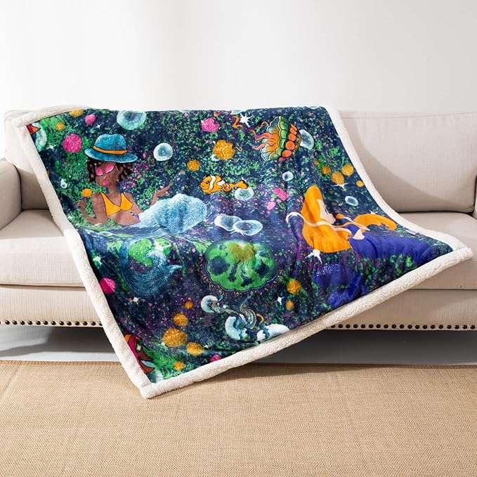 COSUSKET Throw Blanket for Kids Sherpa 50×60 inches, Mermaid Blankets, Super Soft Fuzzy Plush Flannel Blanket Girls Gifts