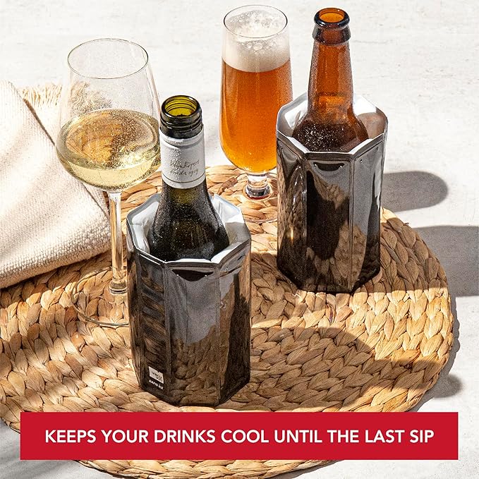 Vacu Vin Active Cooler Mini - Black - Wine & Drinks Cooling Sleeve (0,3-0,5 l) - Rapidly Chills and Maintains Cold Temperatures - Versatile for Beer, Wine and More