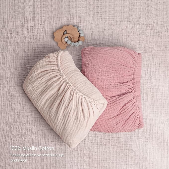 Lulu moon Muslin Crib Sheets - Fitted Crib Mattress Sheets for Boys and Girl - 28"x 52", 2 Pack