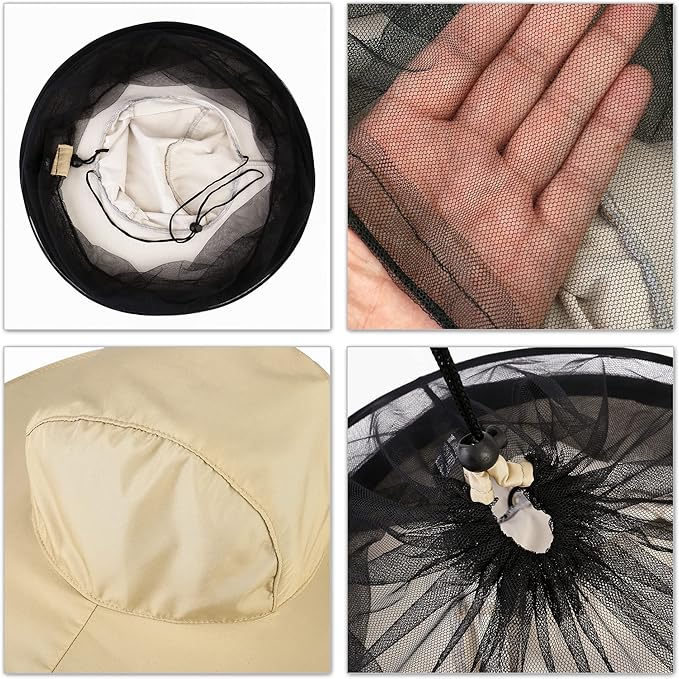 Head Net with Removable Mesh Hidden Netting, Design for Outdoor Fishing Gardening