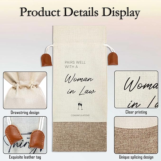 Lawyer Graduation Wine Bag, Cotton Linen Wine Gift Bag With Drawstring, Wine Champagne Bottle Gift Bag, Female Lawyer Graduation Gift Wine Bag for Woman In Law, Law Student, Friends-7