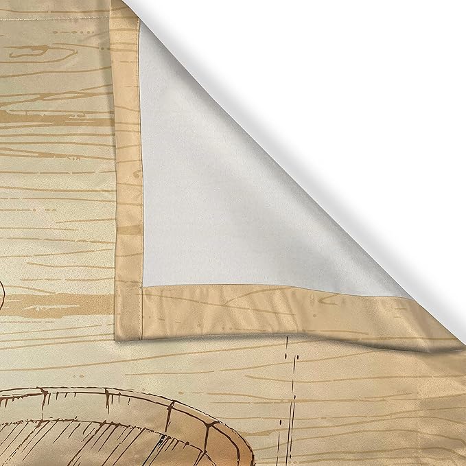 Ambesonne Wine Kitchen Curtains, Wooden Barrels and Bunch of Grapes on Wood Backdrop Botany Harvest Theme Artwork, Window Drapes 2 Panel Set for Kitchen Cafe Decor, 55" x 39", Brown Peach