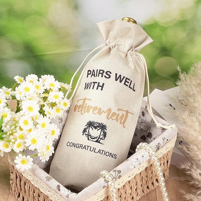 Retirement Gifts Retirement Wine Bag - Retirement Gifts for Women Men, Pairs Well with Retirement, Retirement Wine Bottle Gift, Funny Retirement Gifts for Retired Teachers Employees Friends Colleague
