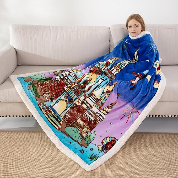 COSUSKET Castle Throw Blanket, Kids Super Soft Fuzzy Plush Sherpa Furry Fleece Throw Blanket 50 x 60 Inches Boys Girls Gifts
