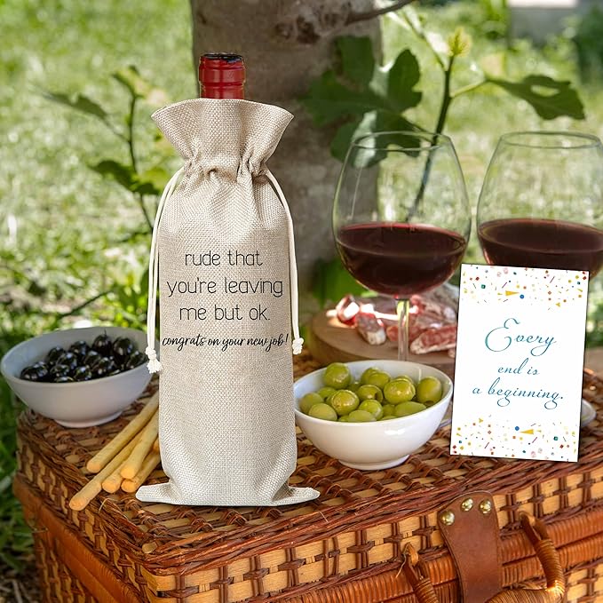 New Job Gifts For Women Man, Farewell Wine Gift Bag, New Beginnings Wine Bag, Congratulations Gifts, New Job Promotion Gift Goodbye Going Away Gifts For Colleagues Boss Friends, B44