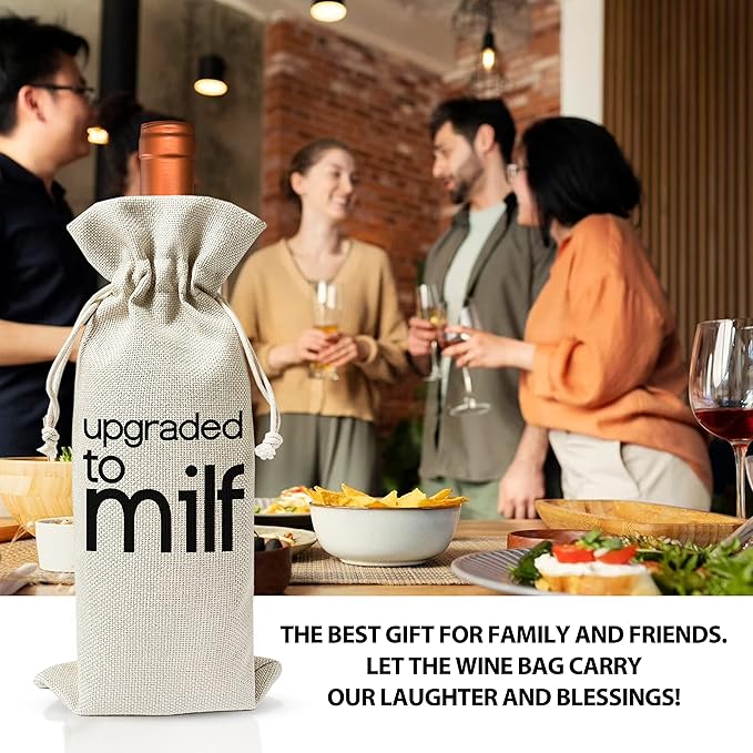 Pregnancy Announcement Wine Gift Bags - New Mom Gift Wine Bags - Cover Bag For Having New Baby - Grandparents - New Parents - Baby shower Party Supplies Favors - Mother's Day Gift - Burlap - HiMo213