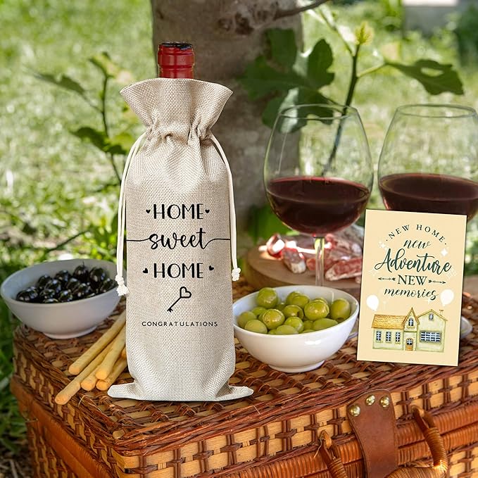 House Warming Gifts For Woman Man, New Home Wine Gift Bag, Housewarming Gifts For New Homeowners, Home Sweet Home Wine Bag, New Home Party Decoration Supplies Favors, B51