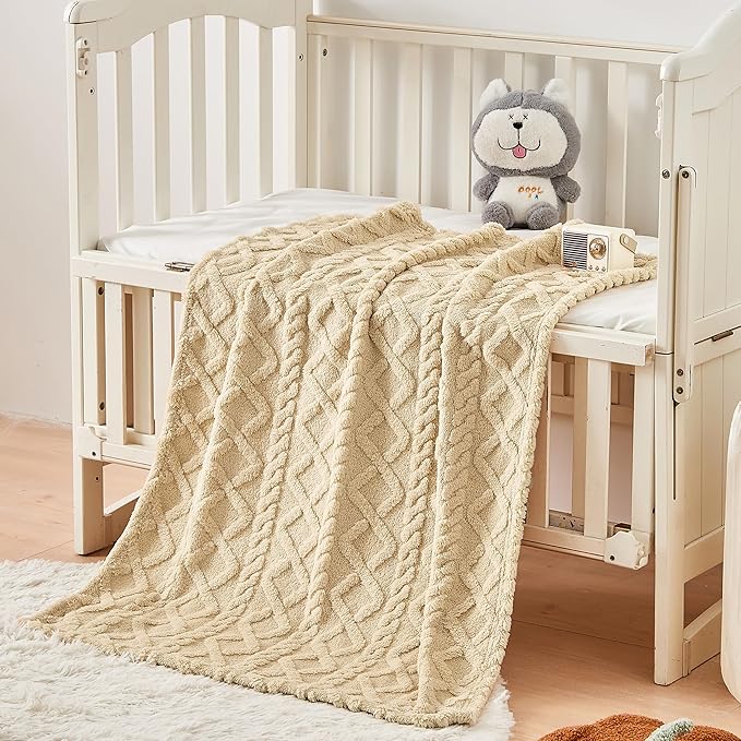 Sherpa Fleece Baby Blanket, Ultra Soft Fluffy Premium Baby Blankets for Boys Girls, Cozy Infant Toddler Newborn Receiving Blankets for Crib Stroller 30”×40” (Khaki)