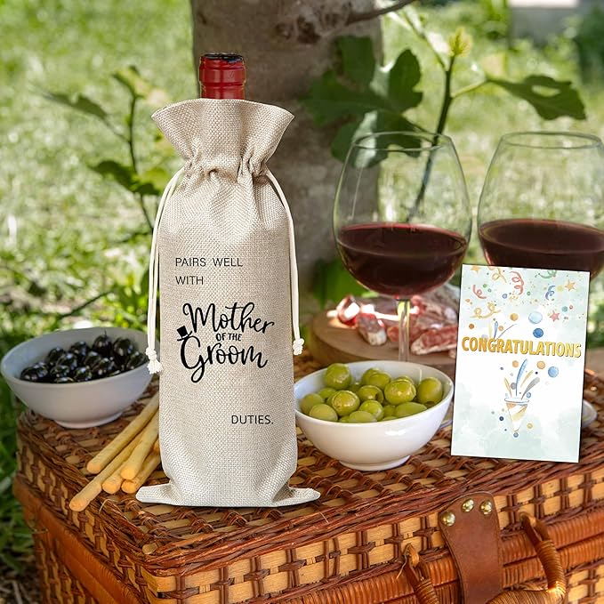 Xanev Mother Of The Groom Gifts, Wedding Wine Gift Bag, Bridal Shower Gifts For Mother Of The Groom, Groom's Mother, Mother-In-Law, Engagement Bachelorette Party Decoration Supplies Favors, B33