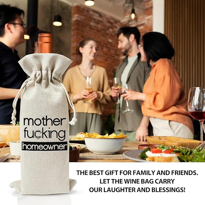 Housewarming Wine Bag - Housewarming Party Decorations - New Home Owner Gift - New House Congratulations decorations - Housewarming Party Supplies - Gift for Women Men - Realtor Gift - HiMo207