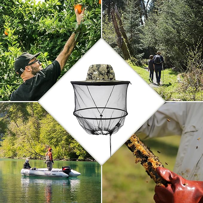 Head Net with Removable Mesh Hidden Netting, Design for Outdoor Fishing Gardening